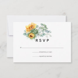 Boho Sunflower Eucalyptus Wedding RSVP Karte