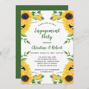 Boho Sunflower Green Engagement Party Einladung