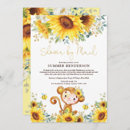 Boho Sunflower Monkey Babydusche per Mail Einladung