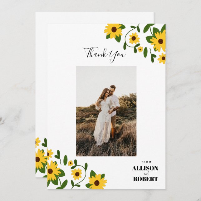 Boho Sunflower Patch Vielen Dank Karte (Vorne/Hinten)