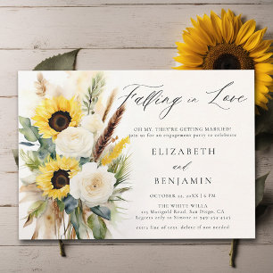 Boho Sunflower Rose Pampas Rustikale Engagement Pa Einladung