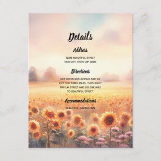 Boho Sunflower Rustic Watercolor Country Wedding Begleitkarte