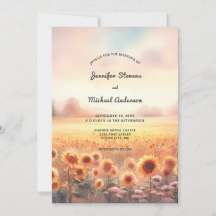 Boho Sunflower Rustic Watercolor Country Wedding I Einladung
