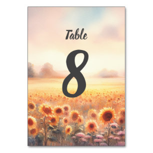 Boho Sunflower Rustic Watercolor Country Wedding Tischnummer
