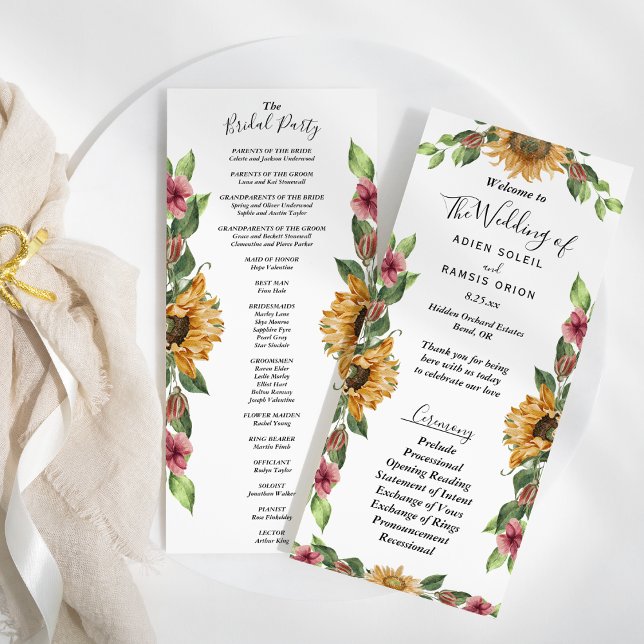 Boho Sunflower Rustic Wedding Brautparty Flat Programm (Von Creator hochgeladen)