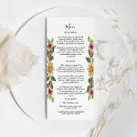 Boho Sunflower Rustic Wildblume Wedding Flat Menu Menükarte<br><div class="desc">Dieses helle Sonnenblumen rustikale Hochzeitsmenü der Wildblume ist perfekt für Ihre moderne böhmische Hochzeit. Dieses Design ist mit schwarzer Kalligrafie mit rustikalen Sonnenblumen, Grünpflanzen und Wildblumen auf einem hellen, neutralen Hintergrund ausgestattet, um Ihre klassische Hochzeit oder elegante Hochzeit im Sommer oder Herbst zu vereinen. Bitte zögern Sie nicht, uns mit...</div>