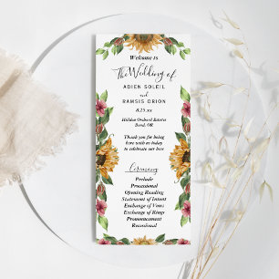 Boho Sunflower Rustikale Wildblume Hochzeitwohnung Programm