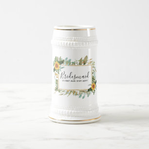 Boho Sunflower Sage Greenerity Wedding Bierglas