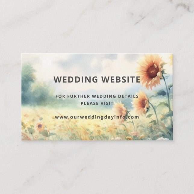 Boho Sunflower Watercolor Rustic Wedding Website Begleitkarte (Vorderseite)