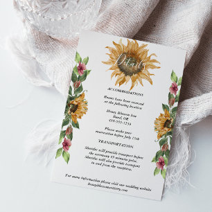 Boho Sunflower Wedding Details Umschließungskarte Begleitkarte