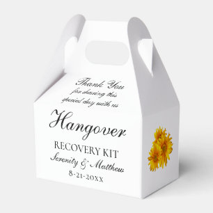 Boho Sunflower Yellow Floral Wedding Hangover Kit Geschenkschachtel