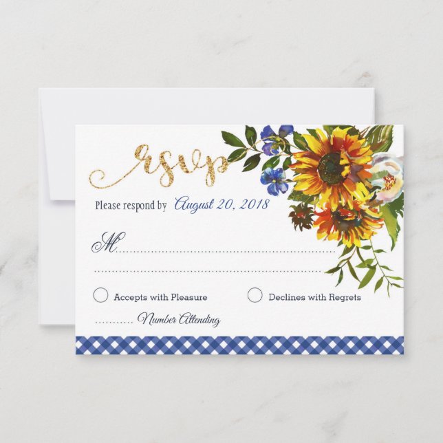 Boho Sunflowers Country Western Floral RSVP Card Karte (Vorderseite)
