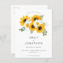 Boho Sunflowers Florals Rustic Save the Date