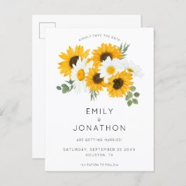 Boho Sunflowers Florals Rustic Save the Date Ankündigungspostkarte