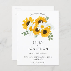 Boho Sunflowers Florals Rustic Save the Date Ankündigungspostkarte