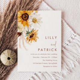Boho Sunflowers Modern Wedding Einladung