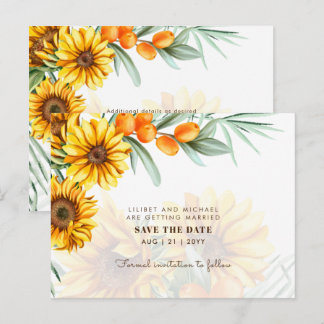 Boho Sunflowers Rustic Wedding RETT DATES Postkarte