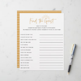 Boho Sunshine Baby Shower Guest Game