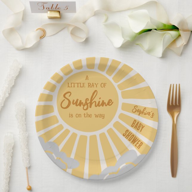 Boho Sunshine Baby Shower Paper Plate Pappteller (Hochzeit)