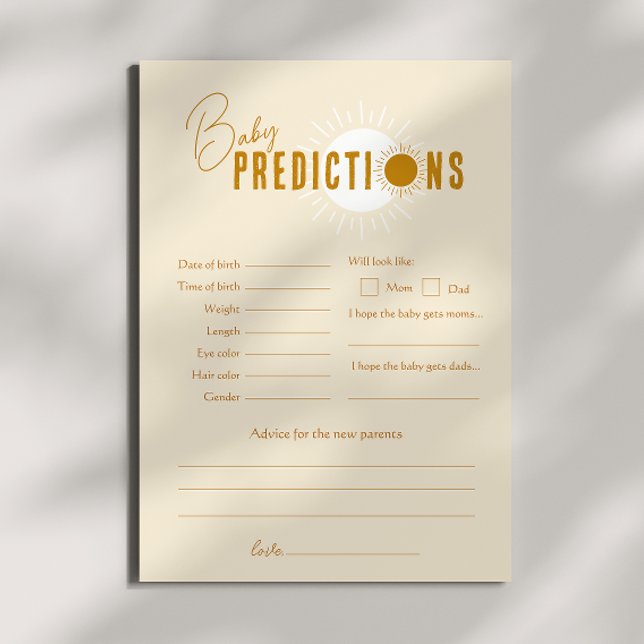 Boho Sunshine Baby Shower Predictions Card Einladung (Von Creator hochgeladen)