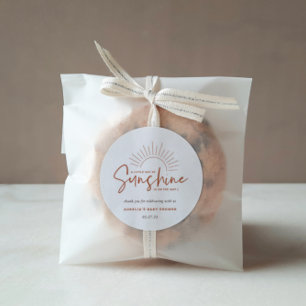 Boho Sunshine Baby Shower Runder Aufkleber