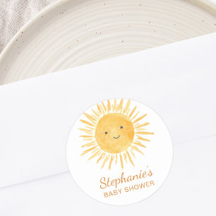 Boho Sunshine Baby Shower Runder Aufkleber