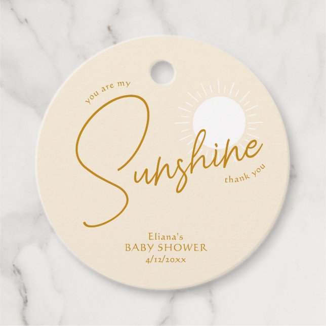 Boho Sunshine Baby Shower Vielen Dank Geschenkanhänger (Vorderseite)