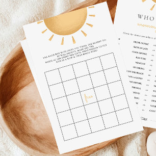 Boho Sunshine Baby Showroom Bingo Activity Games