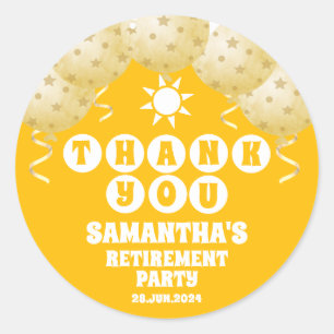 Boho Sunshine Balloons Pensionierung Danke Runder Aufkleber