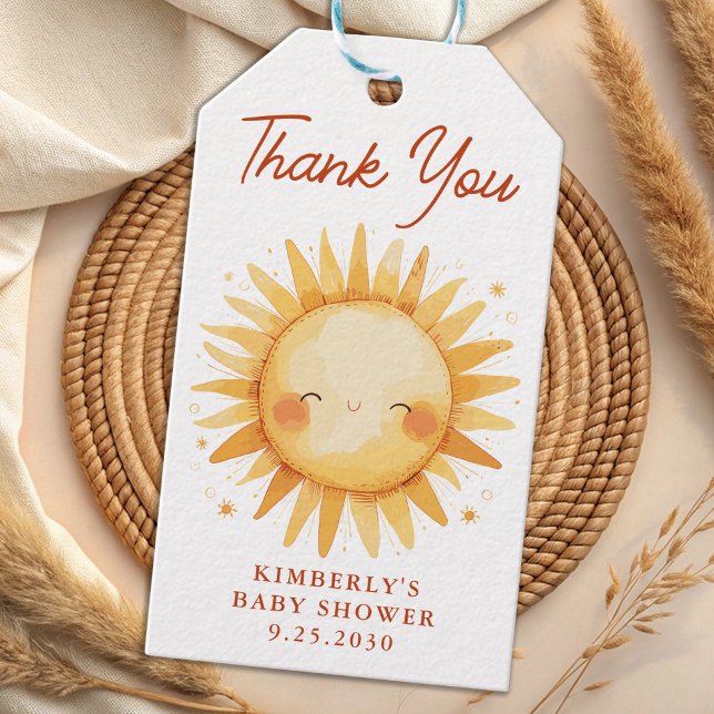 Boho Sunshine Cute Sun Baby Shower Thank You Geschenkanhänger (Von Creator hochgeladen)