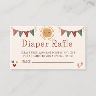 Boho Sunshine Diaper Raffle Baby Dusche Begleitkarte