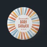 Boho Sunshine Gender Neutral Baby Shower Button<br><div class="desc">Herzlich willkommen auf Ihrem kleinen Sonnenstrahl mit dem neutralen Boho Sunshine Gender Baby Shower Button mit einem zauberhaften,  gelben,  goldenen,  orangen,  blauen und pfirsichfarbenen Sonnenschein.</div>