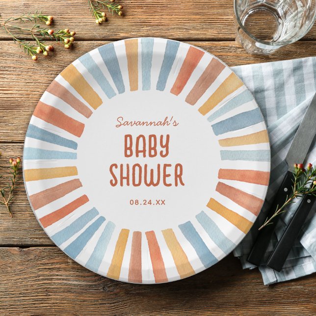 Boho Sunshine Gender Neutral Baby Shower Pappteller (Von Creator hochgeladen)