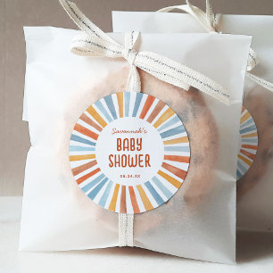 Boho Sunshine Gender Neutral Baby Shower Runder Aufkleber