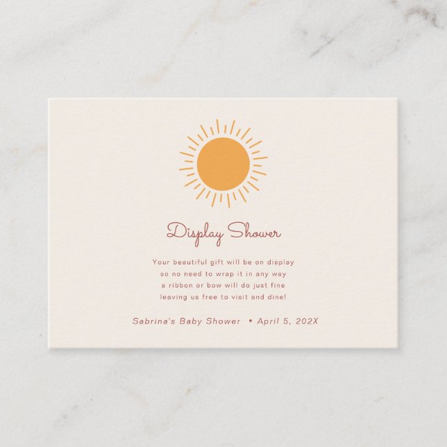 Boho Sunshine Gender Neutral Display Dusche Enclo Begleitkarte (Vorderseite)