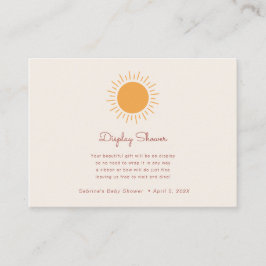 Boho Sunshine Gender Neutral Display Dusche Enclo Begleitkarte