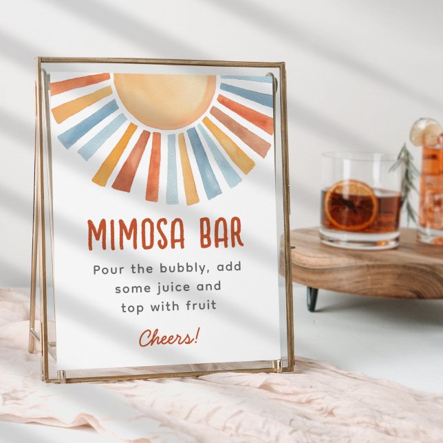 Boho Sunshine Neutral Baby Dusche Mimosa Zeichen Fotodruck (Von Creator hochgeladen)
