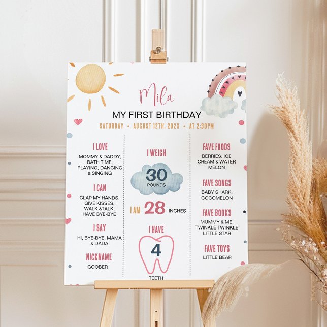 Boho Sunshine Rainbow Birthday Milestone Poster (Von Creator hochgeladen)