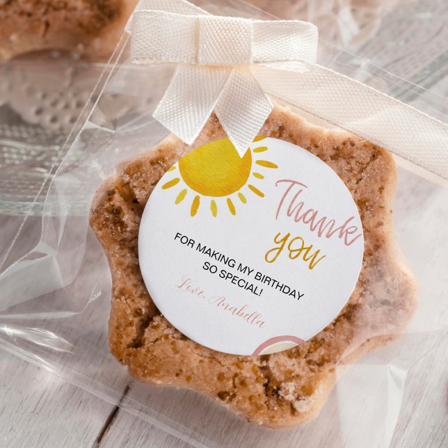 Boho Sunshine Rainbow Birthday Sticker Labels (Von Creator hochgeladen)