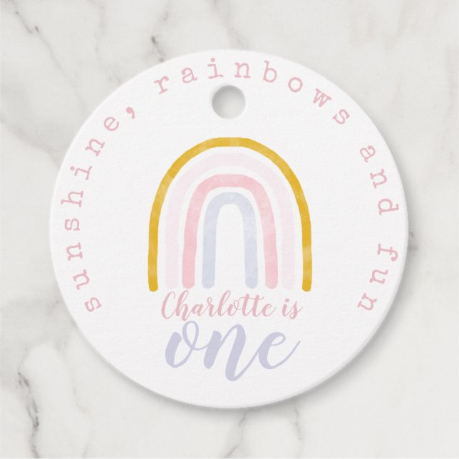 Boho Sunshine, Rainbows und Fun Birthday Geschenkanhänger (Vorderseite)