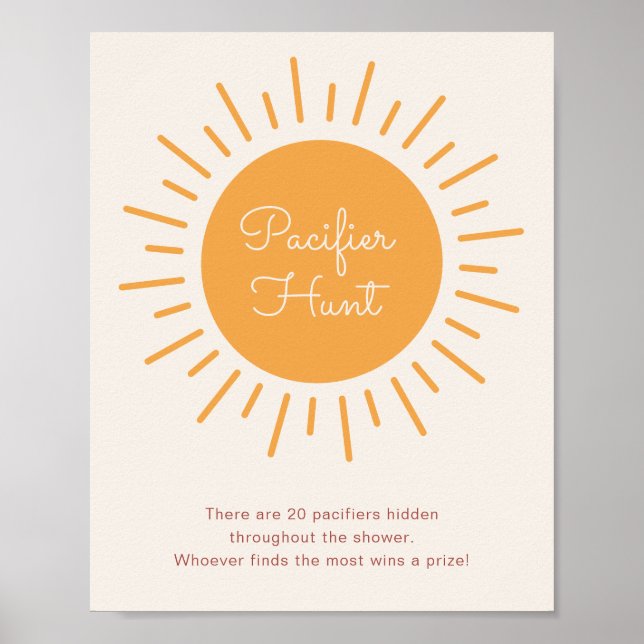 Boho Sunshine Schnuller Hunt Shower Game Poster (Vorne)