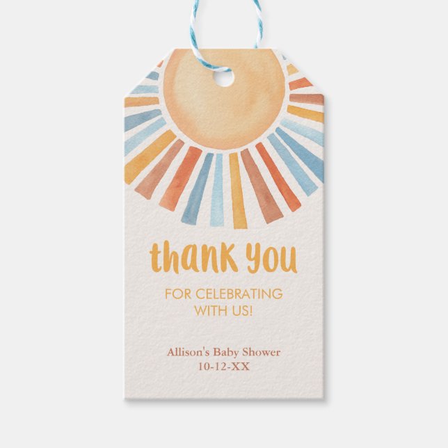 Boho Sunshine Sun Baby Dusche Gefallen Anhänger (Vorderseite)