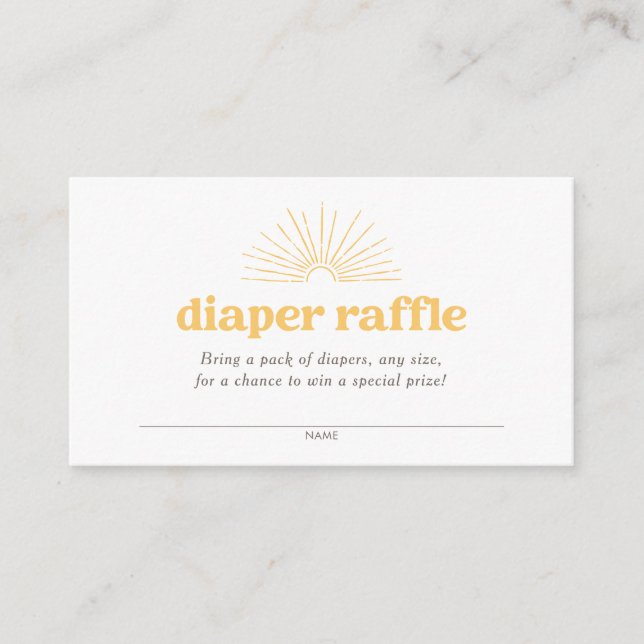 Boho Sunshine Sun Diaper Raffle Ticket Begleitkarte (Vorderseite)