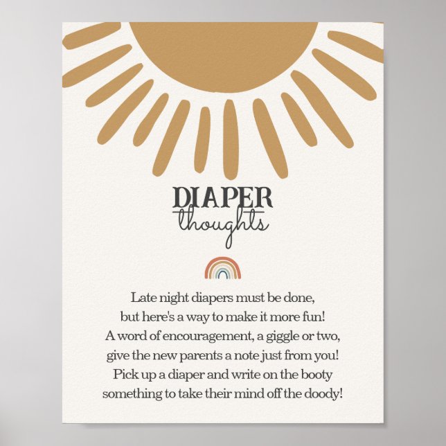 Boho Sunshine Windsurf Gedanken Babydusche Schild (Vorne)