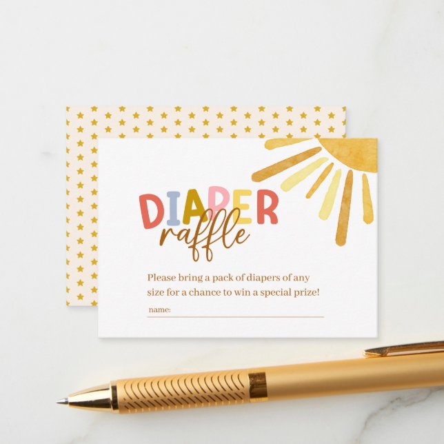 Boho Sunshine Yellow Baby Dusche Windelwanne Winde Begleitkarte (Vorderseite/Rückseite Beispiel)