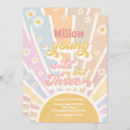 Boho Sunshine Young Wild and Three Birthday Party Einladung