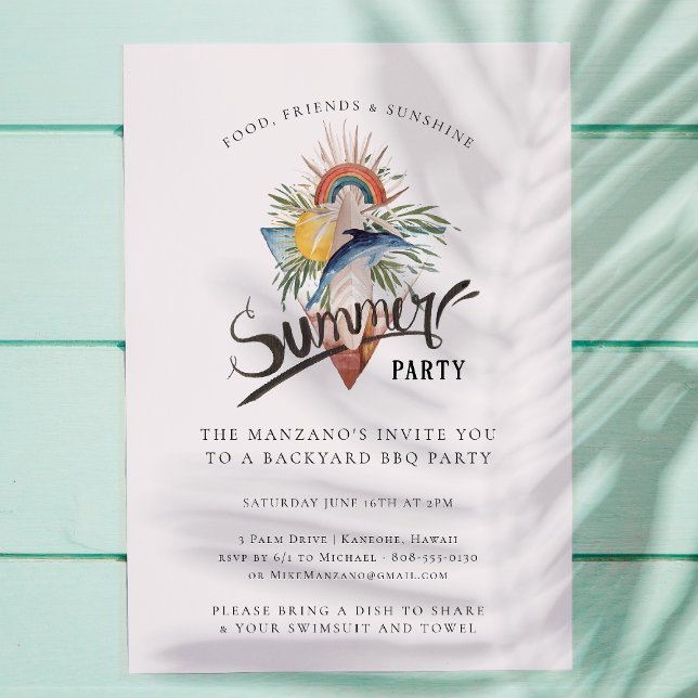 Boho Surf | Summer Backyard Party Einladung (Von Creator hochgeladen)