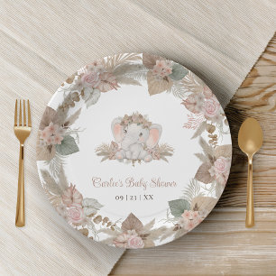 Boho süße Elefanten geschlechtsneutrale Babyparty Pappteller