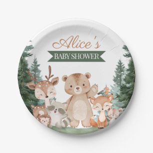 Boho Süße Waldgrün-Babyparty Pappteller