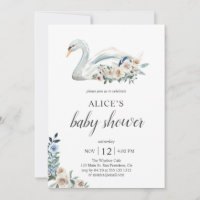 Boho Swan Dusty Blue Beige Blume Babydusche